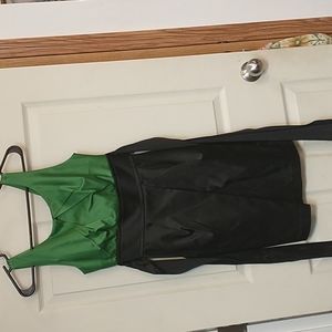 Vintage Green and black color block dress